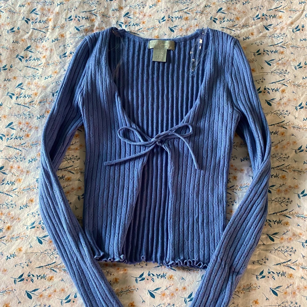 Blue sweater from Sky and Sparrow!